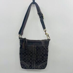 Coach Signature Logo Canvas/Leather Crossbody Shoulder Bag Purse Brown E06U-1040